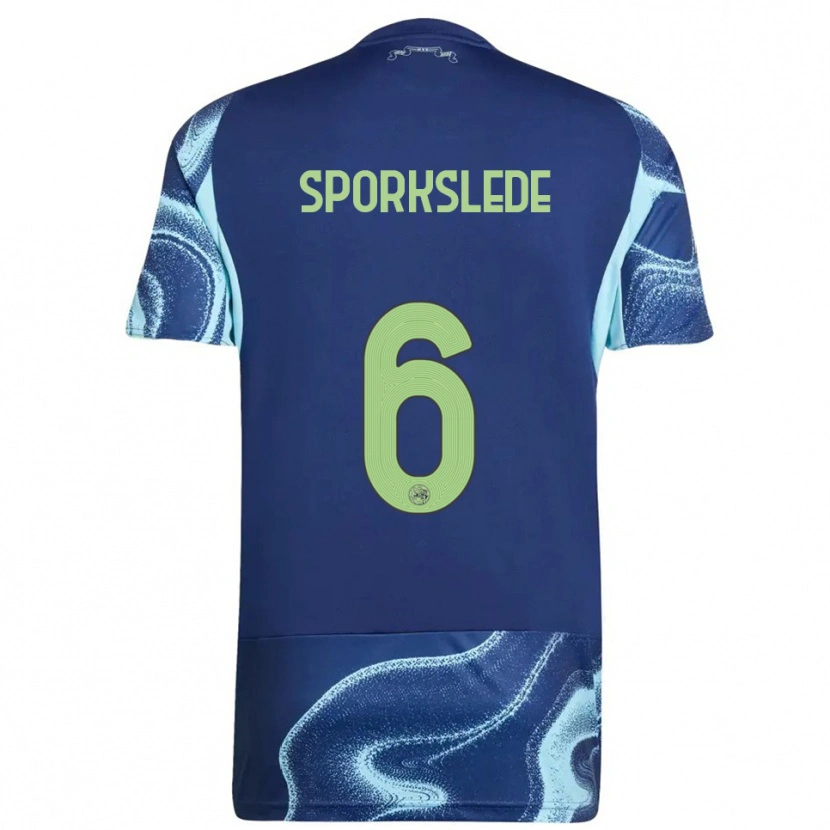 Danxen Enfant Maillot Fabian Sporkslede #6 Marine Bleu Ciel Tenues Extérieur 2025/26 T-Shirt