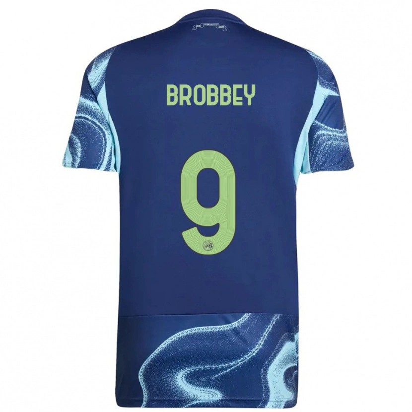 Danxen Enfant Maillot Brian Brobbey #9 Marine Bleu Ciel Tenues Extérieur 2025/26 T-Shirt
