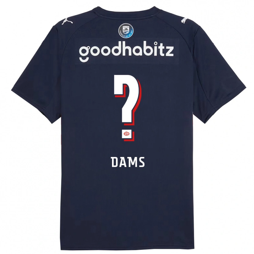 Danxen Enfant Maillot Matteo Dams #0 Marine Blanc Tenues Extérieur 2025/26 T-Shirt