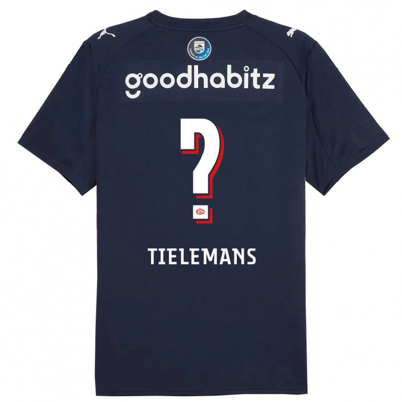 Danxen Enfant Maillot Mathijs Tielemans #0 Marine Blanc Tenues Extérieur 2025/26 T-Shirt