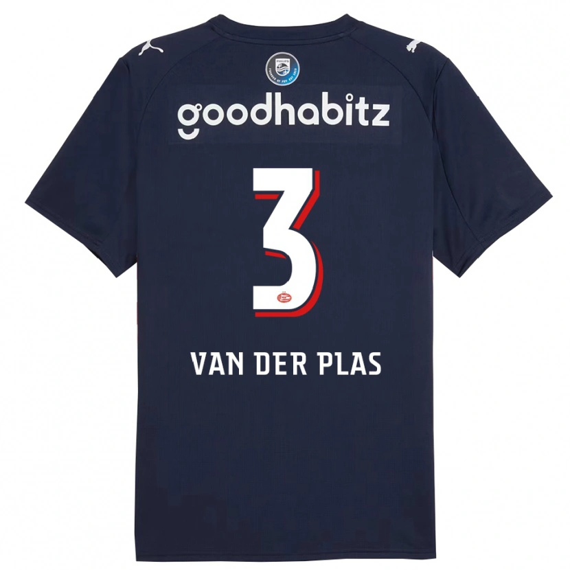 Danxen Enfant Maillot Sven Van Der Plas #3 Marine Blanc Tenues Extérieur 2025/26 T-Shirt