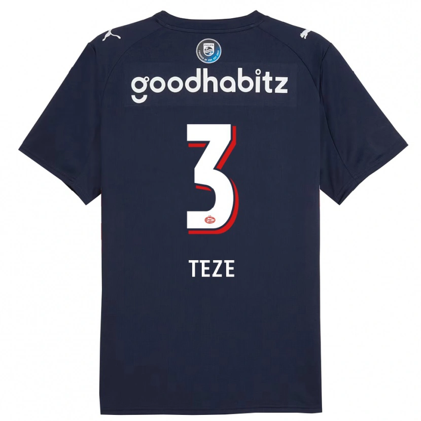 Danxen Enfant Maillot Jordan Teze #3 Marine Blanc Tenues Extérieur 2025/26 T-Shirt