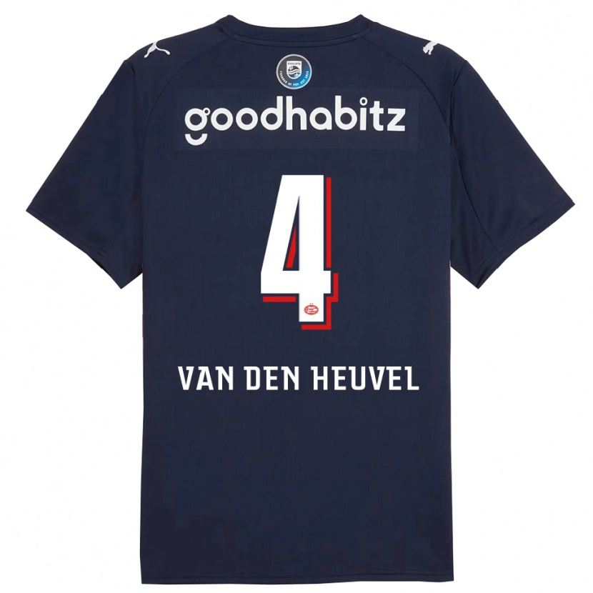 Danxen Enfant Maillot Tim Van Den Heuvel #4 Marine Blanc Tenues Extérieur 2025/26 T-Shirt