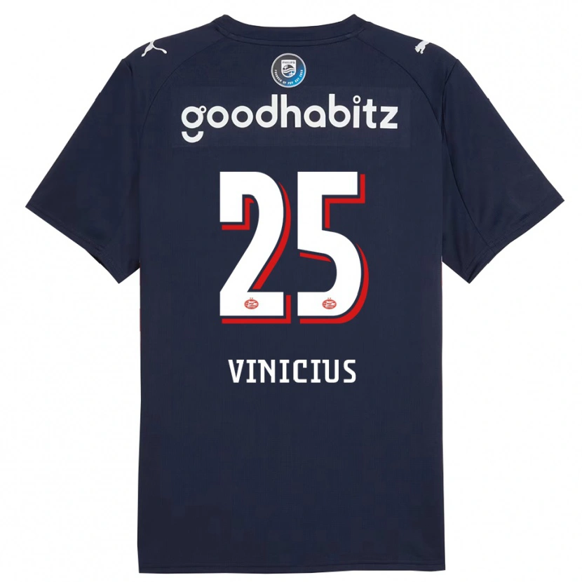 Danxen Enfant Maillot Carlos Vinicius #25 Marine Blanc Tenues Extérieur 2025/26 T-Shirt