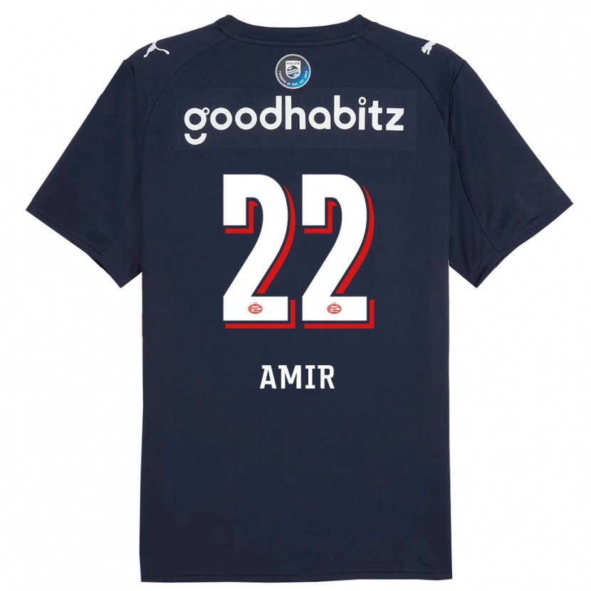 Danxen Enfant Maillot Amir Al-Anany #22 Marine Blanc Tenues Extérieur 2025/26 T-Shirt