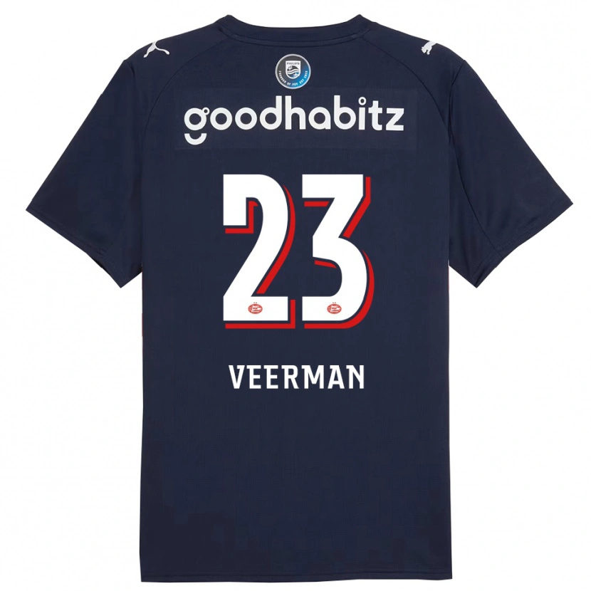 Danxen Enfant Maillot Joey Veerman #23 Marine Blanc Tenues Extérieur 2025/26 T-Shirt