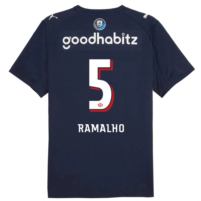 Danxen Enfant Maillot Andre Ramalho #5 Marine Blanc Tenues Extérieur 2025/26 T-Shirt