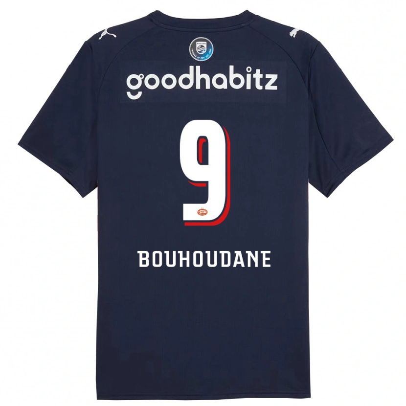 Danxen Enfant Maillot Sami Bouhoudane #9 Marine Blanc Tenues Extérieur 2025/26 T-Shirt