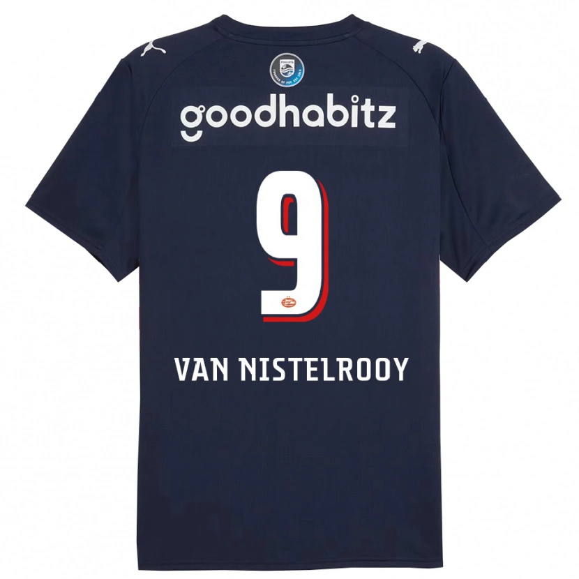 Danxen Enfant Maillot Liam Van Nistelrooy #9 Marine Blanc Tenues Extérieur 2025/26 T-Shirt
