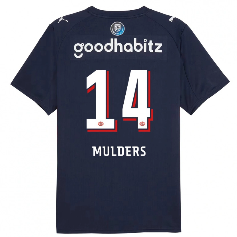 Danxen Enfant Maillot Boet Mulders #14 Marine Blanc Tenues Extérieur 2025/26 T-Shirt