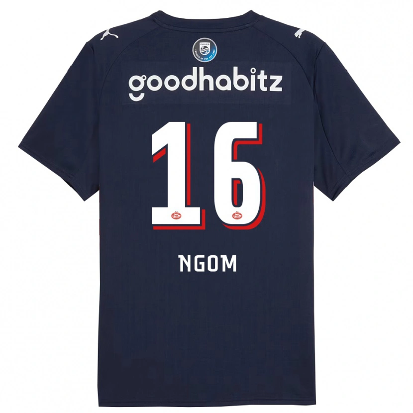 Danxen Enfant Maillot Khadim Ngom #16 Marine Blanc Tenues Extérieur 2025/26 T-Shirt