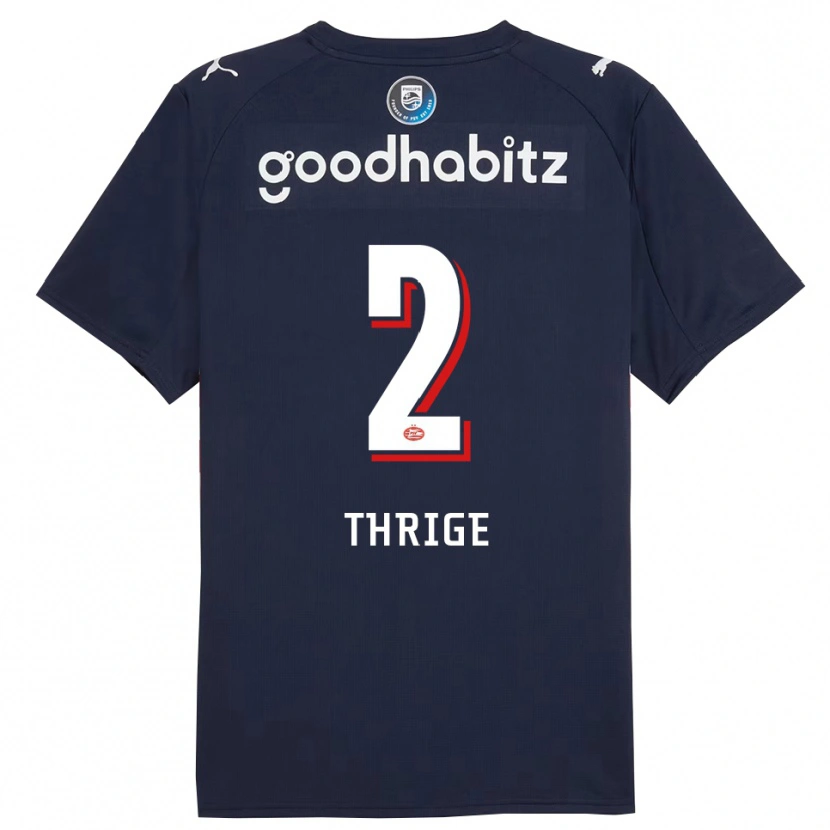 Danxen Enfant Maillot Sara Thrige #2 Marine Blanc Tenues Extérieur 2025/26 T-Shirt