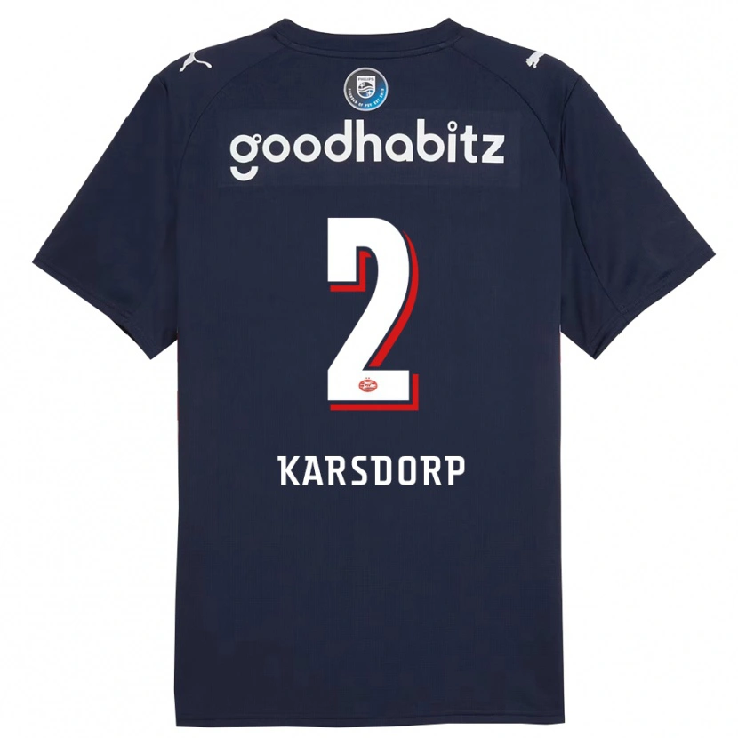 Danxen Enfant Maillot Rick Karsdorp #2 Marine Blanc Tenues Extérieur 2025/26 T-Shirt
