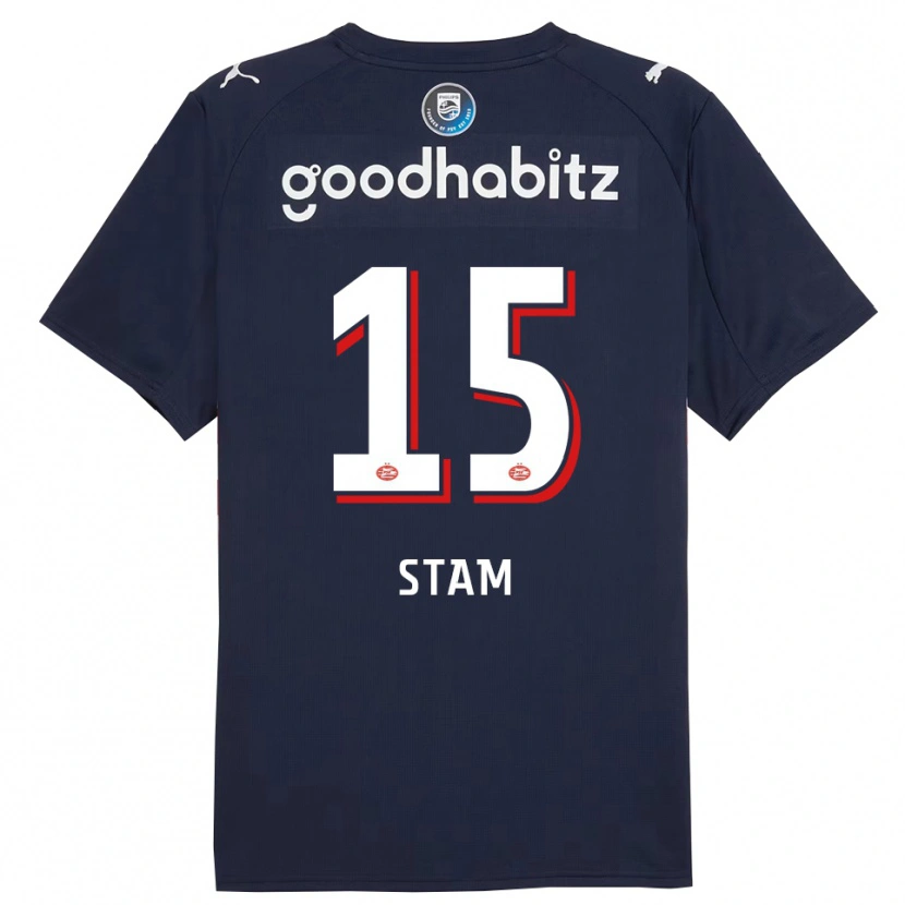 Danxen Enfant Maillot Dyran Stam #15 Marine Blanc Tenues Extérieur 2025/26 T-Shirt