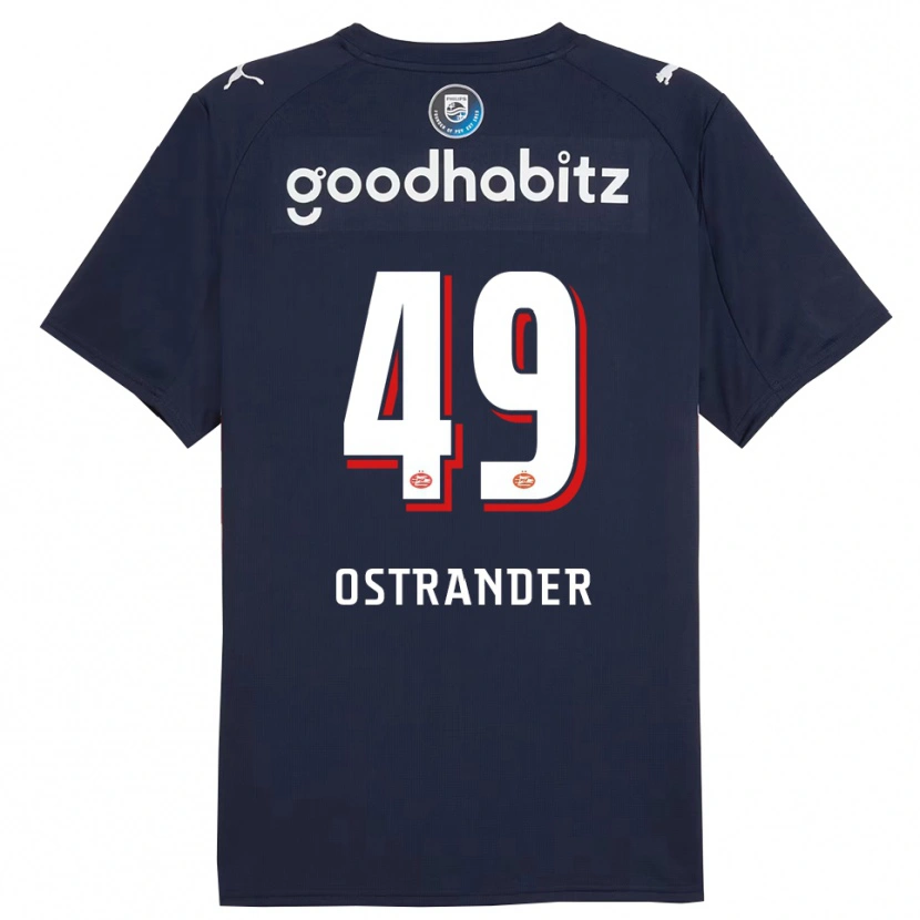 Danxen Enfant Maillot William Ostrander #49 Marine Blanc Tenues Extérieur 2025/26 T-Shirt