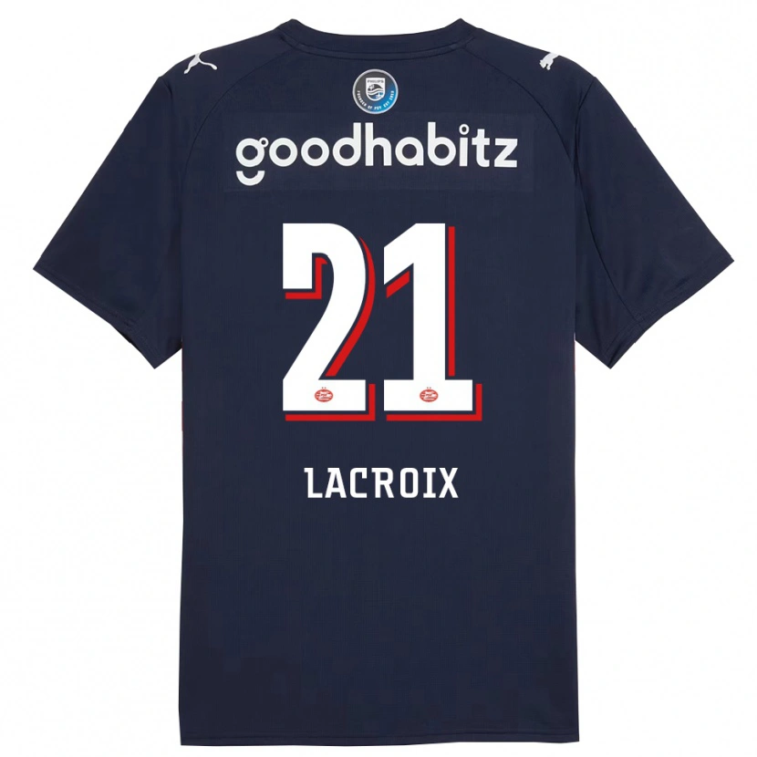 Danxen Enfant Maillot Robine Lacroix #21 Marine Blanc Tenues Extérieur 2025/26 T-Shirt