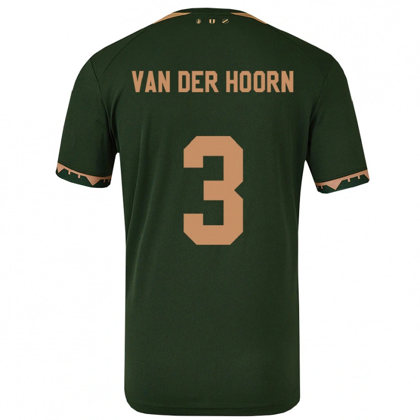 Danxen Enfant Maillot Mike Van Der Hoorn #3 Vert Or Tenues Extérieur 2025/26 T-Shirt