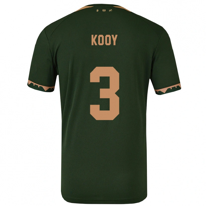 Danxen Enfant Maillot Wessel Kooy #3 Vert Or Tenues Extérieur 2025/26 T-Shirt