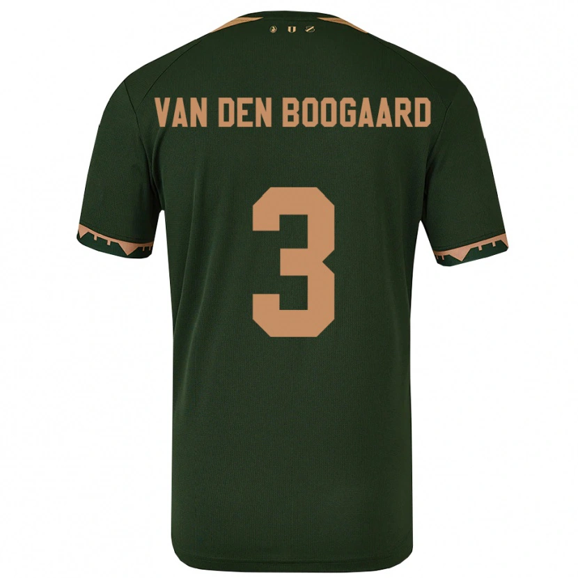 Danxen Enfant Maillot Brian Van Den Boogaard #3 Vert Or Tenues Extérieur 2025/26 T-Shirt