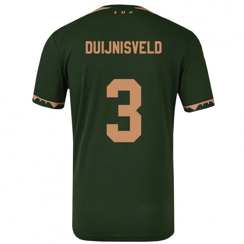 Danxen Enfant Maillot Owen Duijnisveld #3 Vert Or Tenues Extérieur 2025/26 T-Shirt