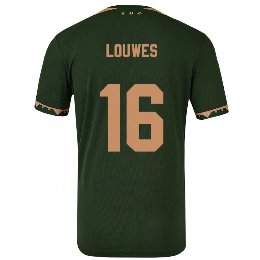 Danxen Enfant Maillot Puck Louwes #16 Vert Or Tenues Extérieur 2025/26 T-Shirt