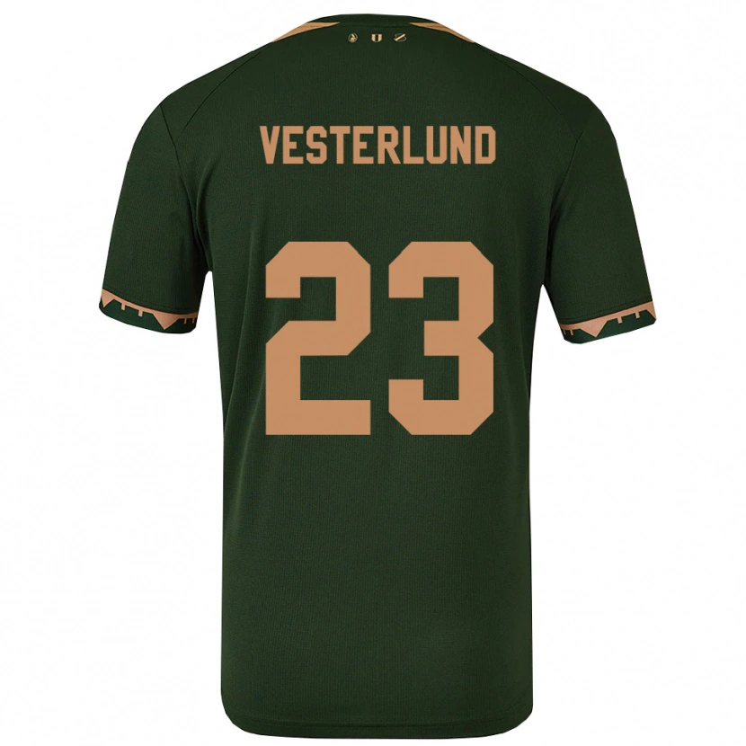 Danxen Enfant Maillot Niklas Vesterlund #23 Vert Or Tenues Extérieur 2025/26 T-Shirt