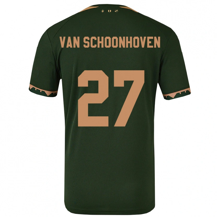 Danxen Enfant Maillot Nurija Van Schoonhoven #27 Vert Or Tenues Extérieur 2025/26 T-Shirt