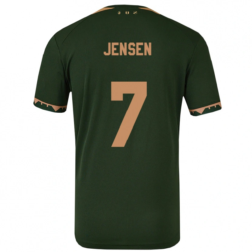 Danxen Enfant Maillot Victor Jensen #7 Vert Or Tenues Extérieur 2025/26 T-Shirt