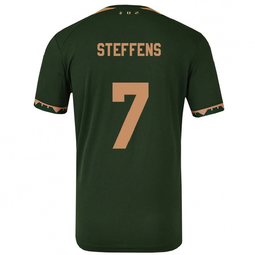 Danxen Enfant Maillot Servahterio Steffens #7 Vert Or Tenues Extérieur 2025/26 T-Shirt