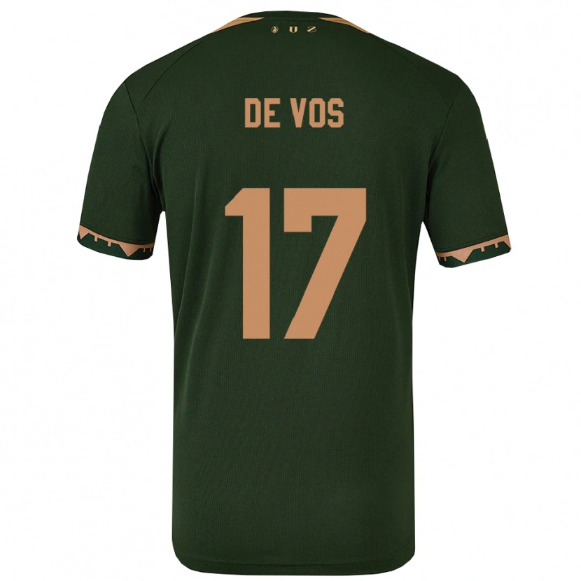 Danxen Enfant Maillot Nick De Vos #17 Vert Or Tenues Extérieur 2025/26 T-Shirt