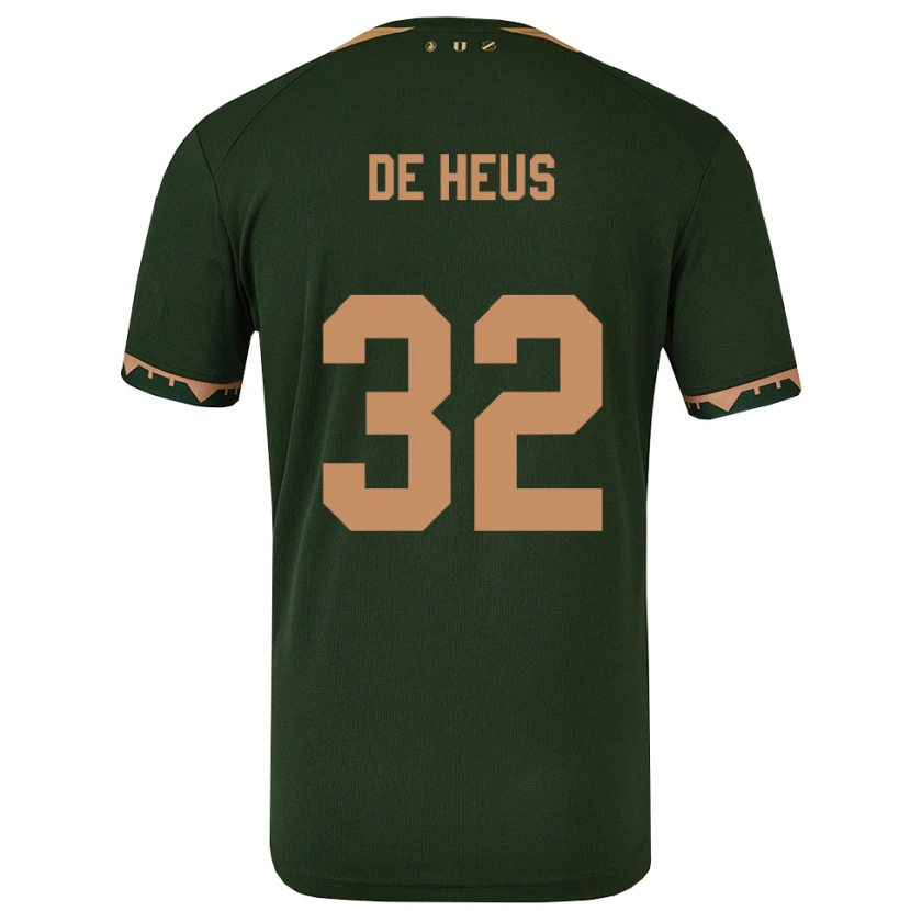 Danxen Enfant Maillot Loïs De Heus #32 Vert Or Tenues Extérieur 2025/26 T-Shirt