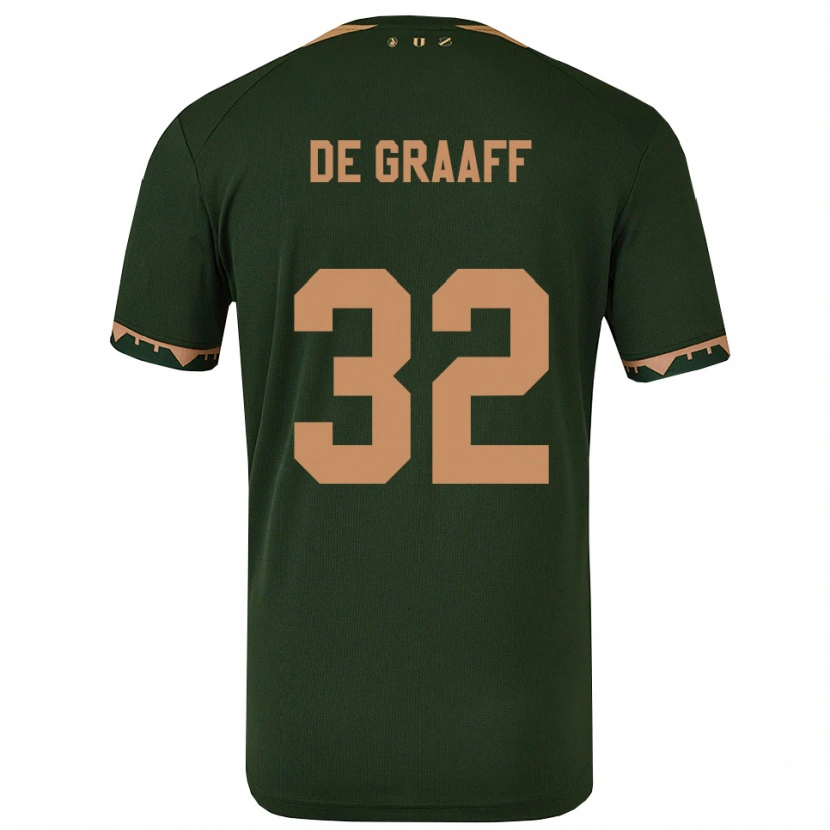 Danxen Enfant Maillot Tom De Graaff #32 Vert Or Tenues Extérieur 2025/26 T-Shirt