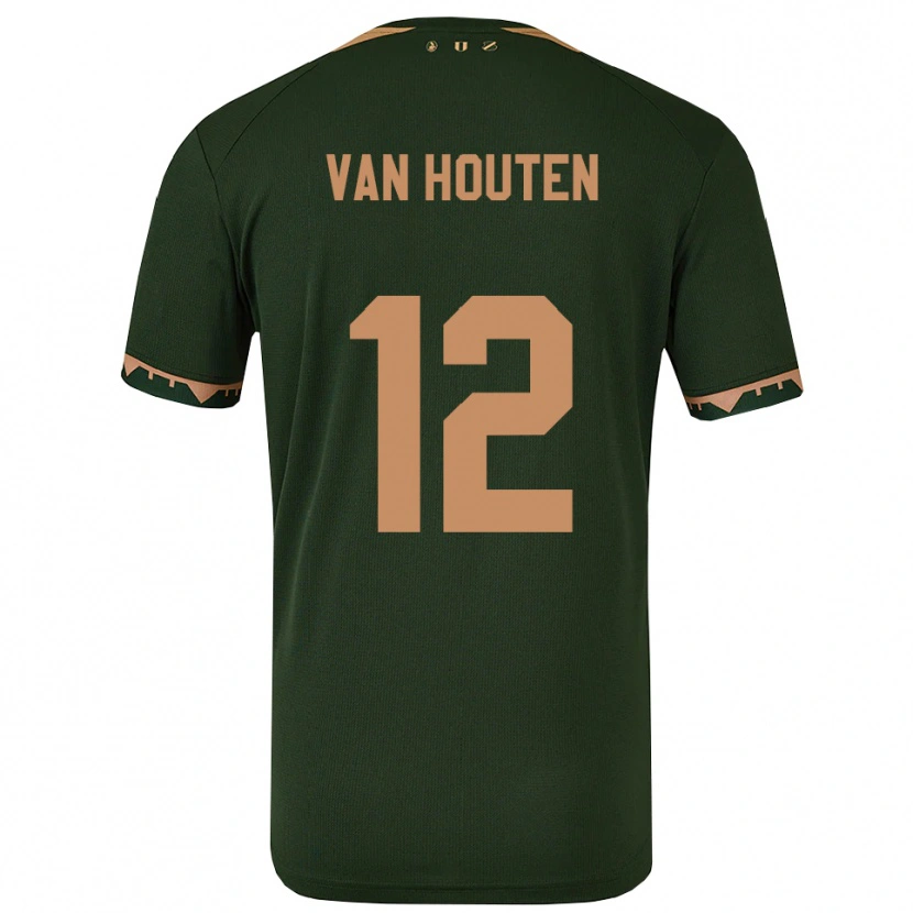 Danxen Enfant Maillot Dylan Van Houten #12 Vert Or Tenues Extérieur 2025/26 T-Shirt
