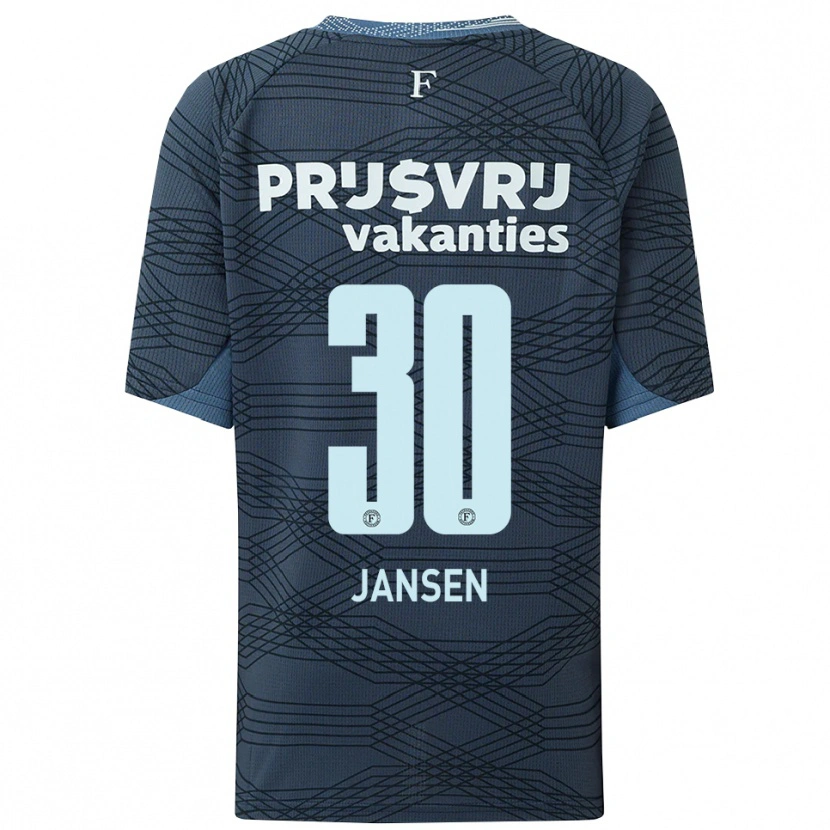 Danxen Enfant Maillot Thijs Jansen #30 Noir Gris Tenues Extérieur 2025/26 T-Shirt