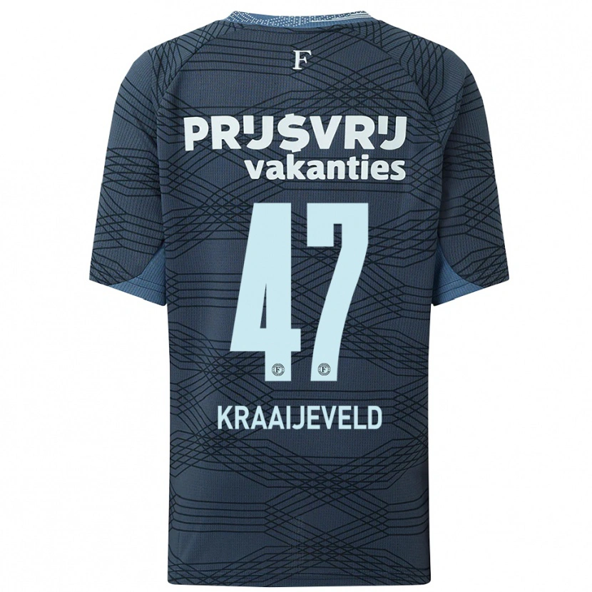Danxen Enfant Maillot Thijs Kraaijeveld #47 Noir Gris Tenues Extérieur 2025/26 T-Shirt