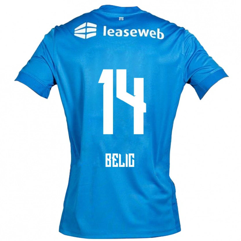 Danxen Enfant Maillot Kristijan Belic #14 Bleu Blanc Tenues Extérieur 2025/26 T-Shirt