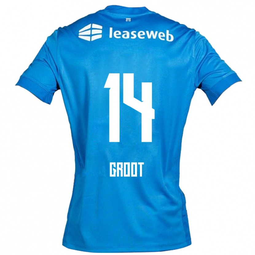 Danxen Enfant Maillot Gijs Groot #14 Bleu Blanc Tenues Extérieur 2025/26 T-Shirt