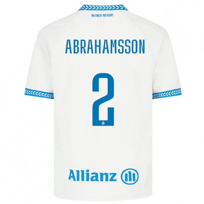 Danxen Enfant Maillot Sejde Abrahamsson #2 Bleu Blanc Tenues Extérieur 2025/26 T-Shirt