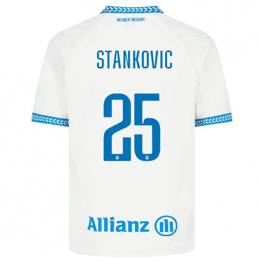 Danxen Enfant Maillot Aleksandar Stanković #25 Bleu Blanc Tenues Extérieur 2025/26 T-Shirt