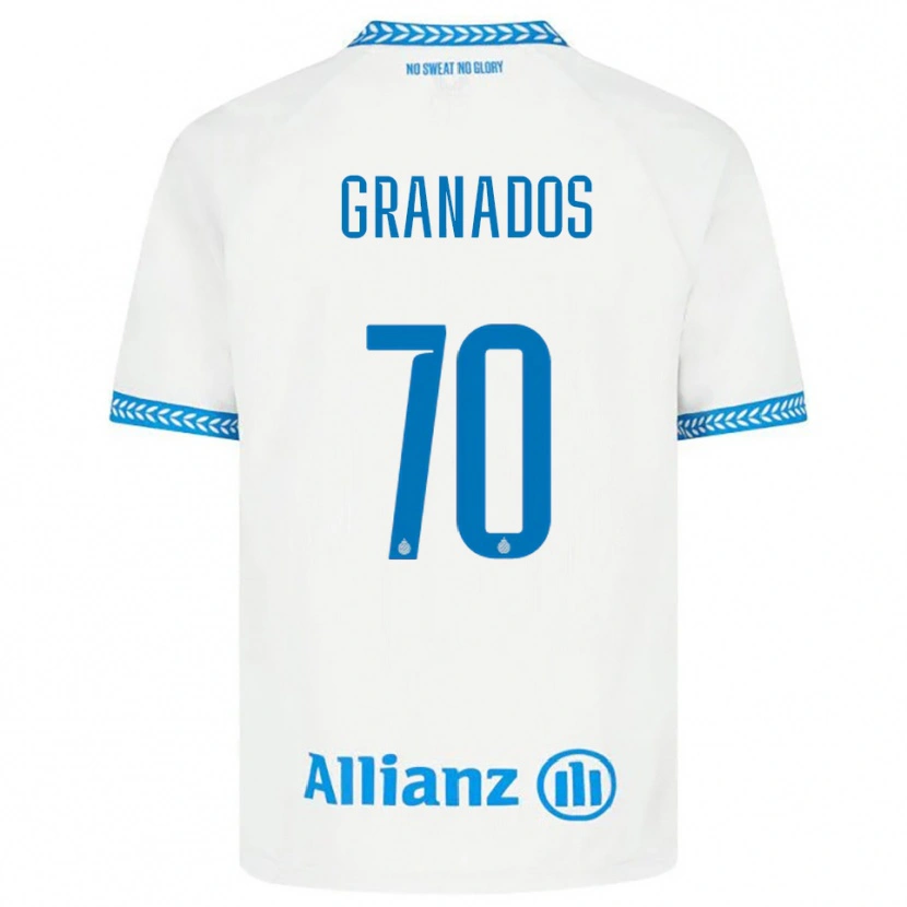 Danxen Enfant Maillot Alejandro Granados #70 Bleu Blanc Tenues Extérieur 2025/26 T-Shirt