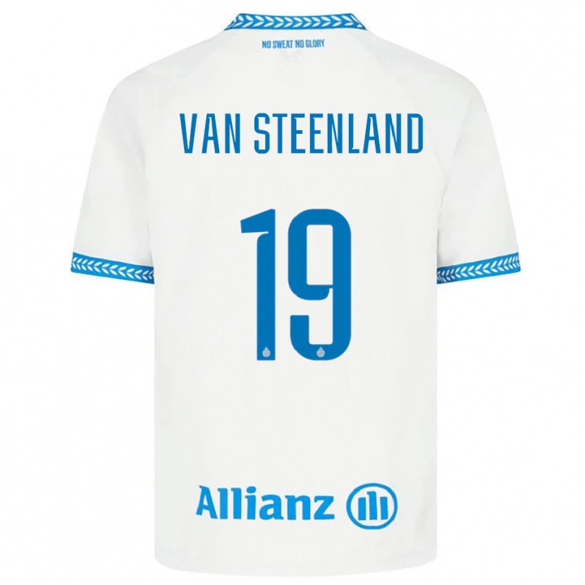 Danxen Enfant Maillot Gilles Van Steenland #19 Bleu Blanc Tenues Extérieur 2025/26 T-Shirt