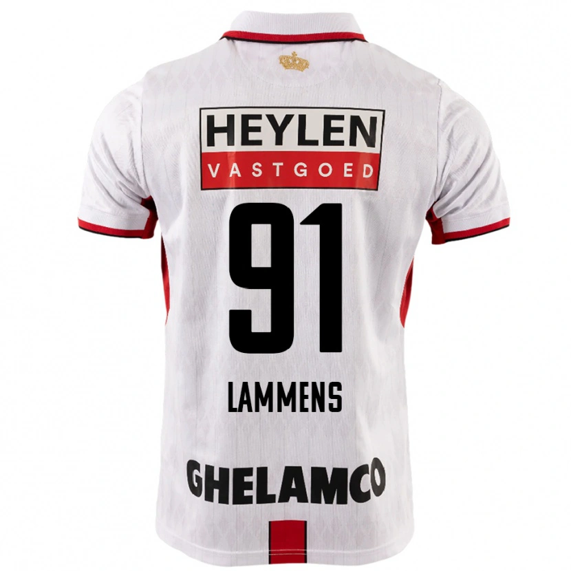 Danxen Enfant Maillot Senne Lammens #91 Blanc Rouge Tenues Extérieur 2025/26 T-Shirt