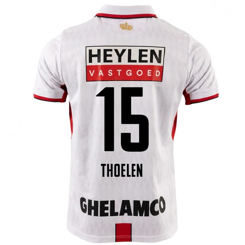 Danxen Enfant Maillot Yannick Thoelen #15 Blanc Rouge Tenues Extérieur 2025/26 T-Shirt