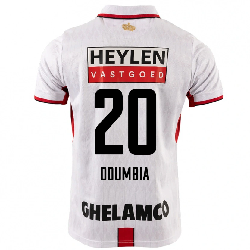 Danxen Enfant Maillot Mahamadou Doumbia #20 Blanc Rouge Tenues Extérieur 2025/26 T-Shirt