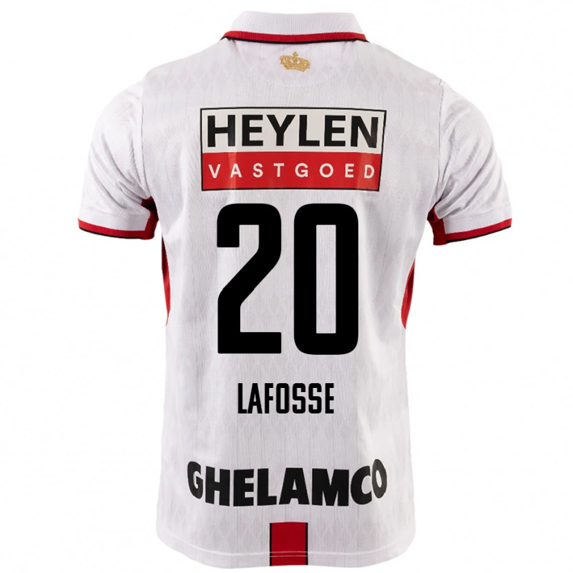 Danxen Enfant Maillot Jarne Lafosse #20 Blanc Rouge Tenues Extérieur 2025/26 T-Shirt
