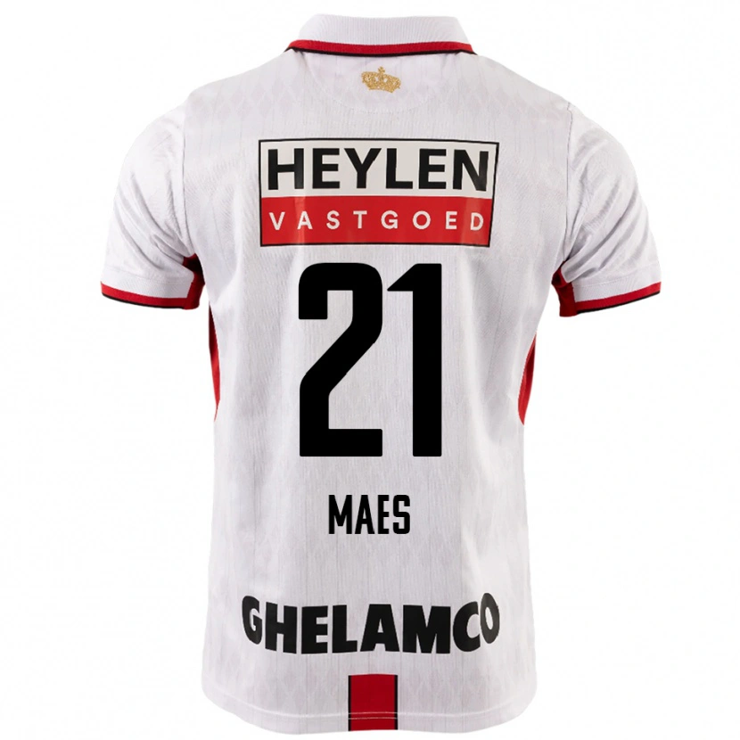 Danxen Enfant Maillot Noa Maes #21 Blanc Rouge Tenues Extérieur 2025/26 T-Shirt