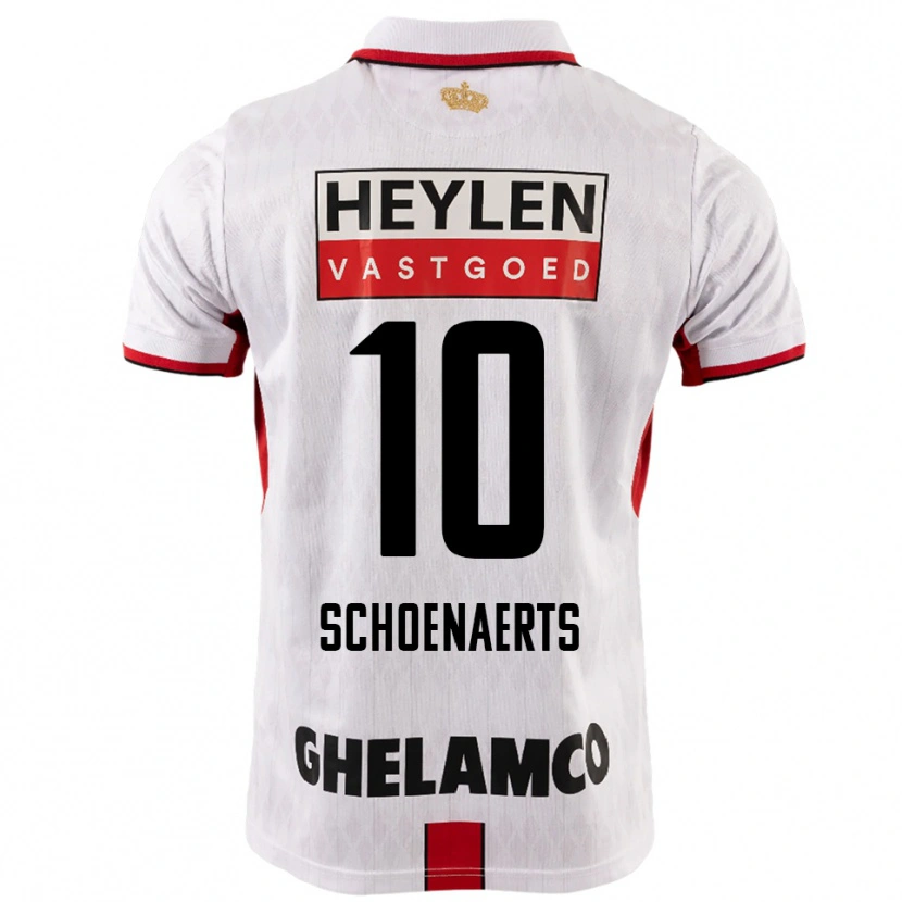 Danxen Enfant Maillot Nand Schoenaerts #10 Blanc Rouge Tenues Extérieur 2025/26 T-Shirt