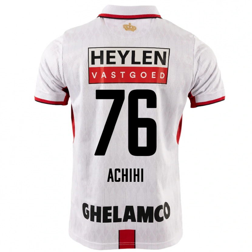 Danxen Enfant Maillot Orseer Achihi #76 Blanc Rouge Tenues Extérieur 2025/26 T-Shirt