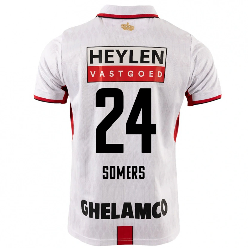 Danxen Enfant Maillot Thibo Somers #24 Blanc Rouge Tenues Extérieur 2025/26 T-Shirt