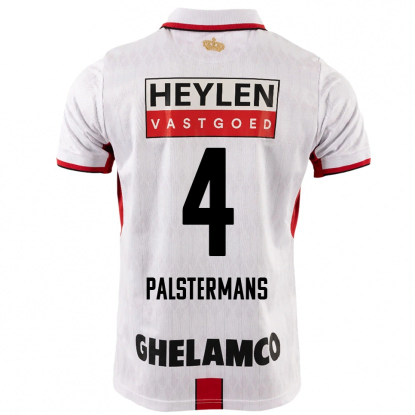 Danxen Enfant Maillot Jasper Palstermans #4 Blanc Rouge Tenues Extérieur 2025/26 T-Shirt